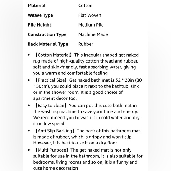 - Get Naked Bath Mat Fun Bathroom Rugs Soft Non Slip Cute Bath  (Rose & black) - Picture 7 of 9